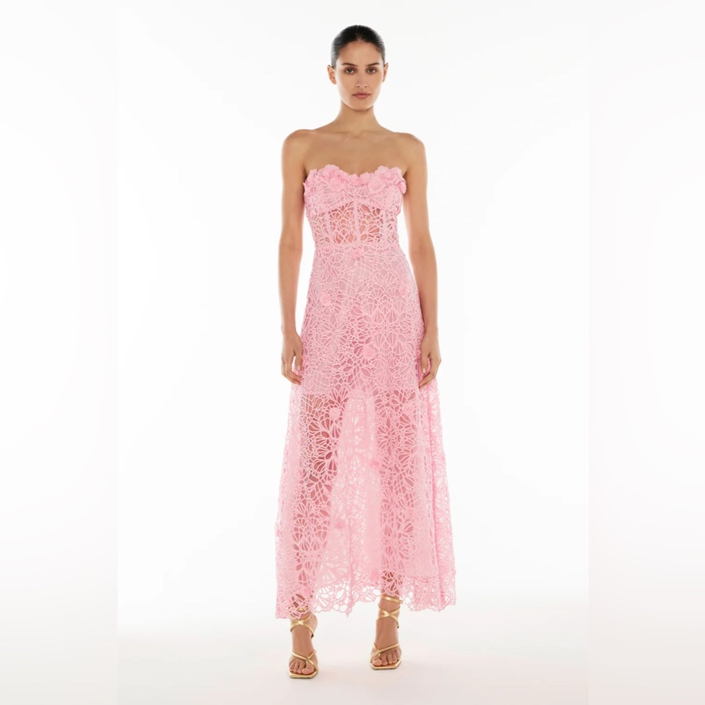 Elegant Pink Lace Strapless Dress